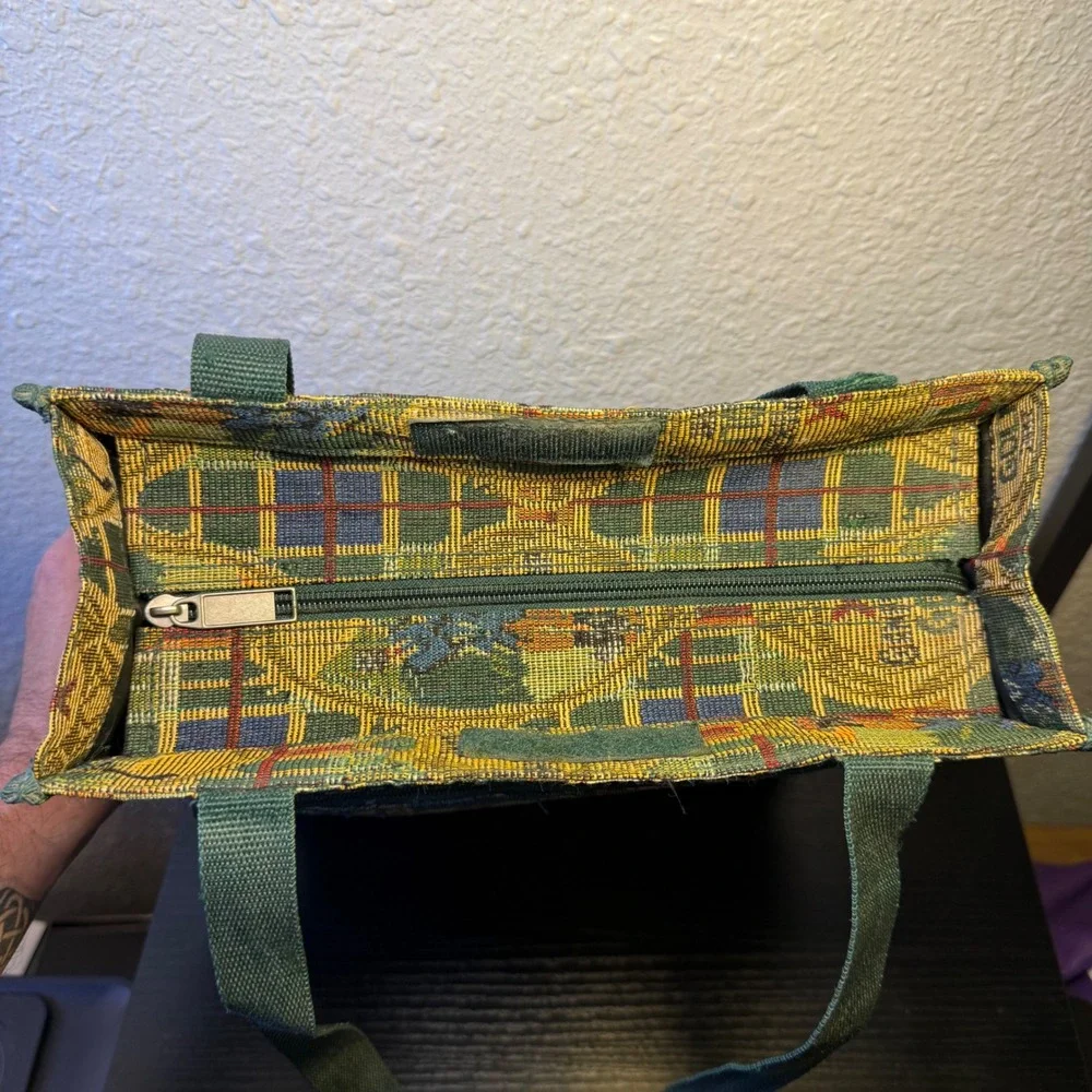 VTG 90s‎ Tapestry Golf Tournament Tote Bag & Coin Purse Pouch Plaid Large Purse
